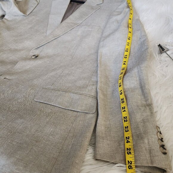 Club Room Men's 42L Linen Blend Sport Coat Blazer Two Button Casual Beige - Picture 9 of 15